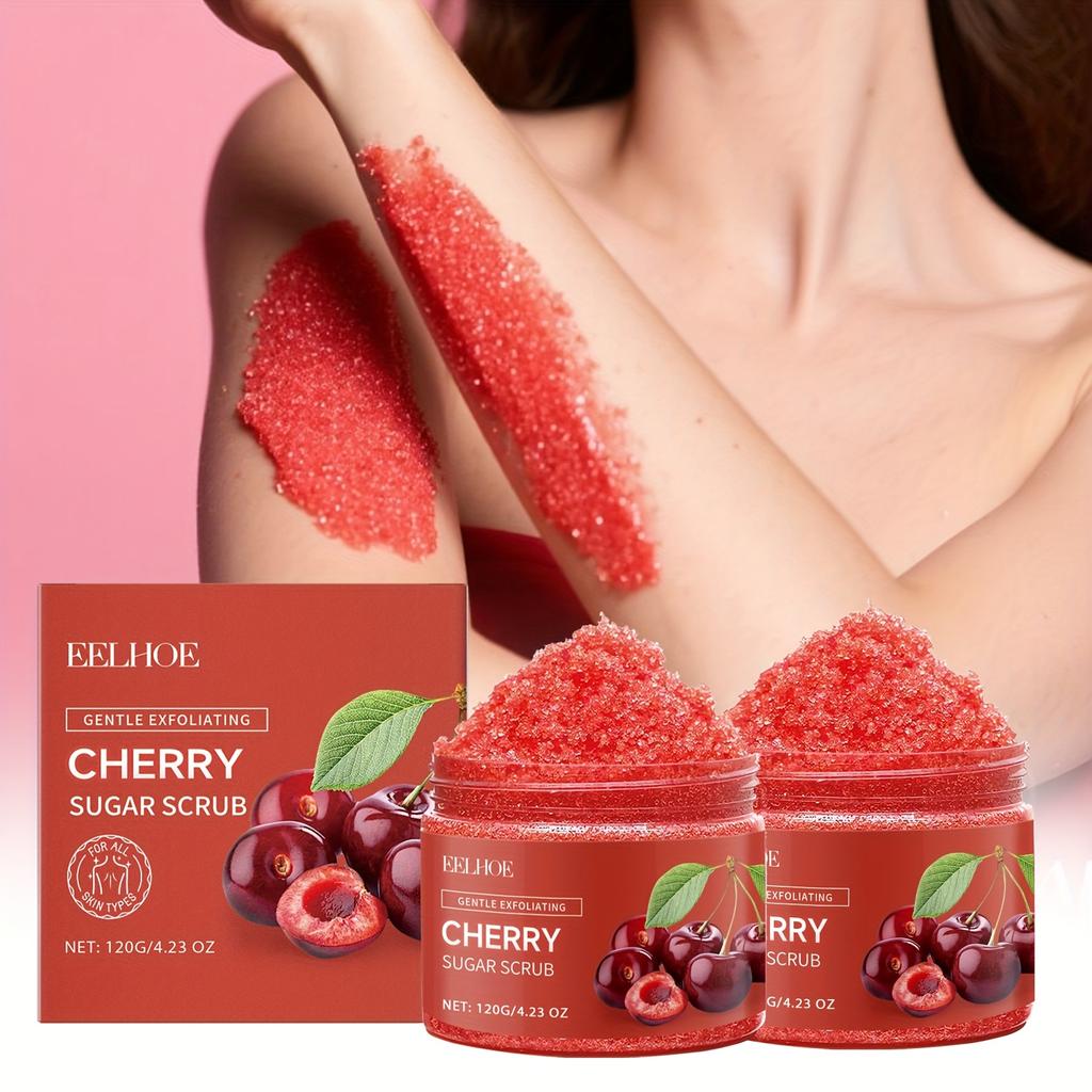 Cherry Sugar Body Scrub Gentle Exfoliating Body Wash Remove Dead Skin Moisturizing Brightening Deep Cleansing Shower Scrub
