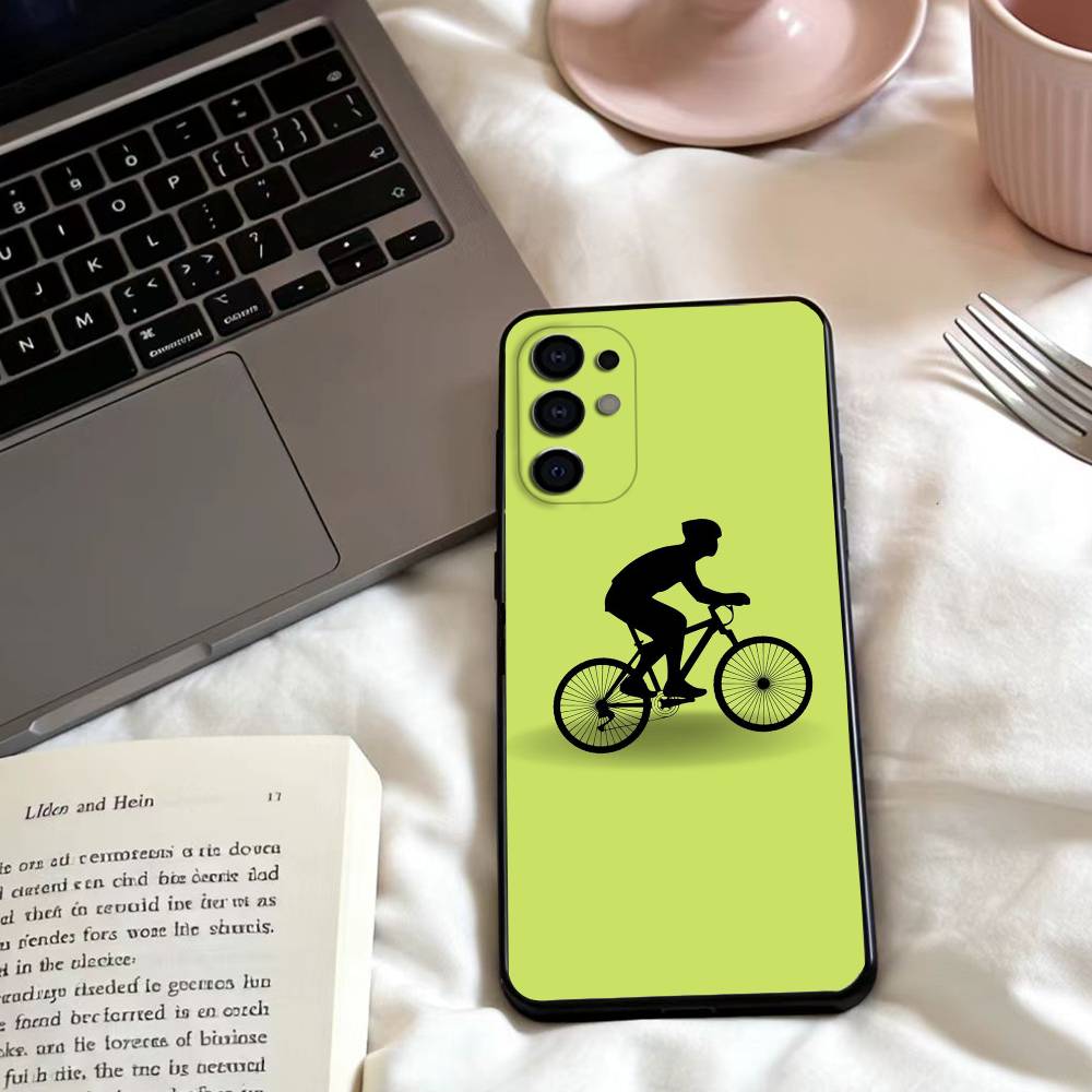 Cycling Bike Phone Case For Samsung S25,24,23,22,30,21,10,9,Ultra,Plus,Lite,FE,4,5 G Soft Black Case