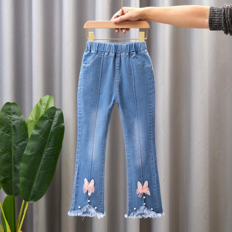 Children's Denim Pants Spring and Autumn Girls Flared Casual Long Pants