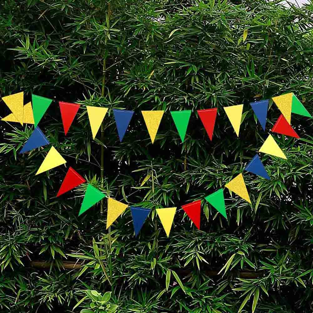 Блестящая треугольная флаговая строка с бумажными гирляндами 3 м, баннеры для свадьбы, дня рождения, Хэллоуина, выпускного, подвесные украшения, принадлежности для украшения
