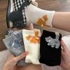 1Pair Women's Cat Pattern Socks, Cute Animal Mid-Crew Socks for Spring and Fall, Ins Fashion Socks