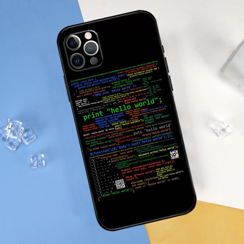 Чехол для телефона 'Языки программирования' для iPhone 16 15 11 12 13 14 Pro Max Mini Чехол для iPhone 16 15 X XS Max XR Plus Coque