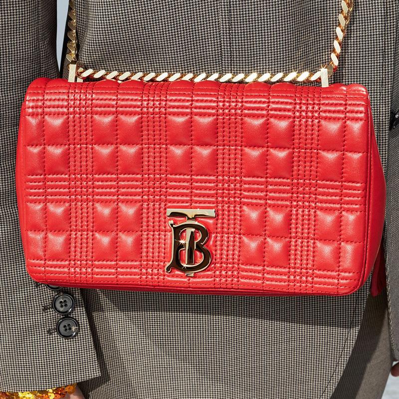 Burberry Lola Bag Tb Logo Metal Chain Quilted Lambskin Crossbody Shoulder Bag Women bags Red 80208491