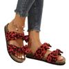 Fashion 2024 Hot Sale Shoes for Women Open Toe Women's Slippers Summer Rome Bow Tie Leopard Print Outdoor Casual Beach Flat Slippers