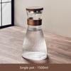 1.5L Large Capacity High Borosilicate Glass Cool Kettle Heat Insulation Sheet Walnut Cover Vertical Grain Simple Household Pot