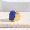 New 2024 Geometric Square Stone Vintage Ring Chunky Gold Color Trend Personality Jewelry Accessories for Women Girl