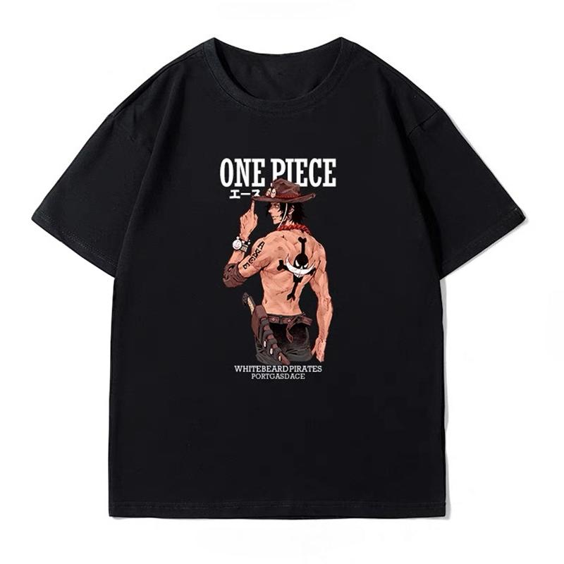 Аниме Футболка ONE PIECE Мужская Двумерная Хлопковая Оверсайз Свободная С принтом Летний Топ с коротким рукавом Одежда для родителей и детей