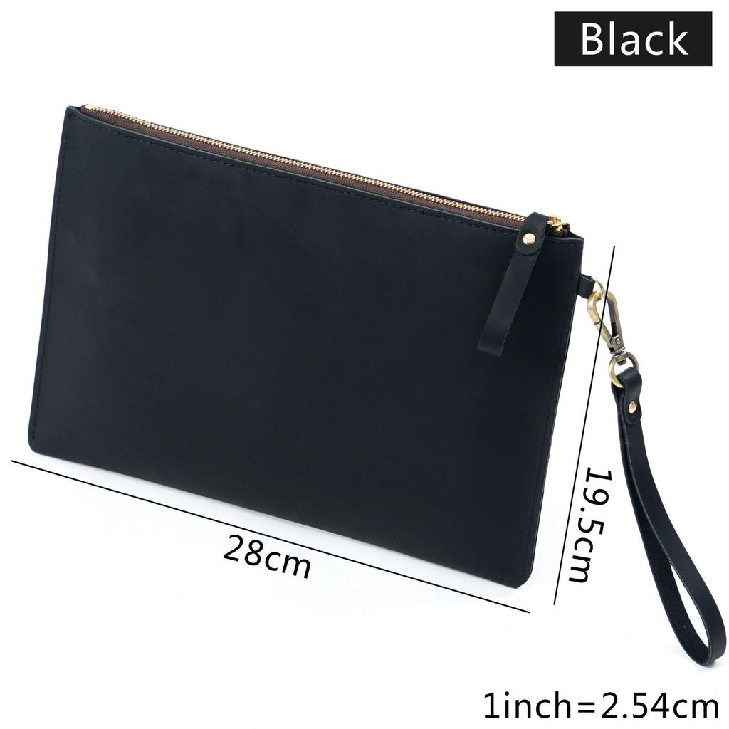 12-Inch Full Grain Leather B5 Document Holder with Vintage Crazy Horse Style School Office Business File Organizer Bag