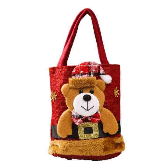 Рождественский подарок Сумочка Портативная ручка Мультфильм 3D Санта-Снеговик Лось Медведь Прочная ткань Многоразовая продуктовая конфета Вечеринка Подарочная сумка