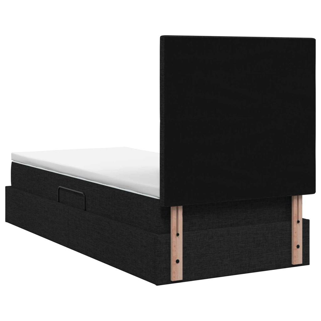 Storage Bed with Mattress Black 90 x 190 cm Fabric