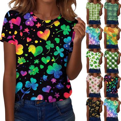 Женская футболка футболка принт короткий рукав повседневная выходная мода базовая обычная топ Ст. День Патрика