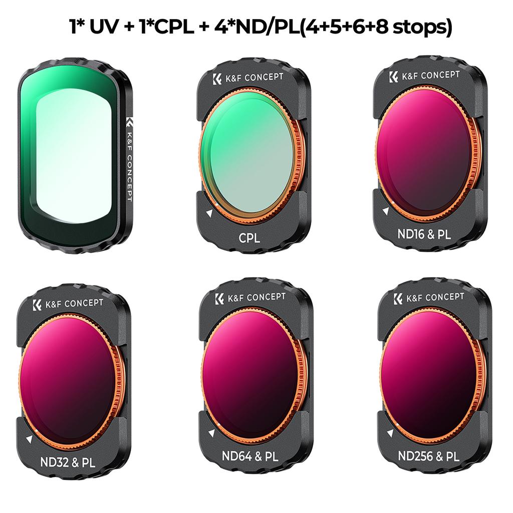 K&F CONCEPT Спортивный фильтр Effect для DJI Osmo Pocket 3 УФ CPL ND ND/PL Черный туман 1/2 1/4 1/8 LPR Звездный Широкоугольный фильтр Набор 1.2X