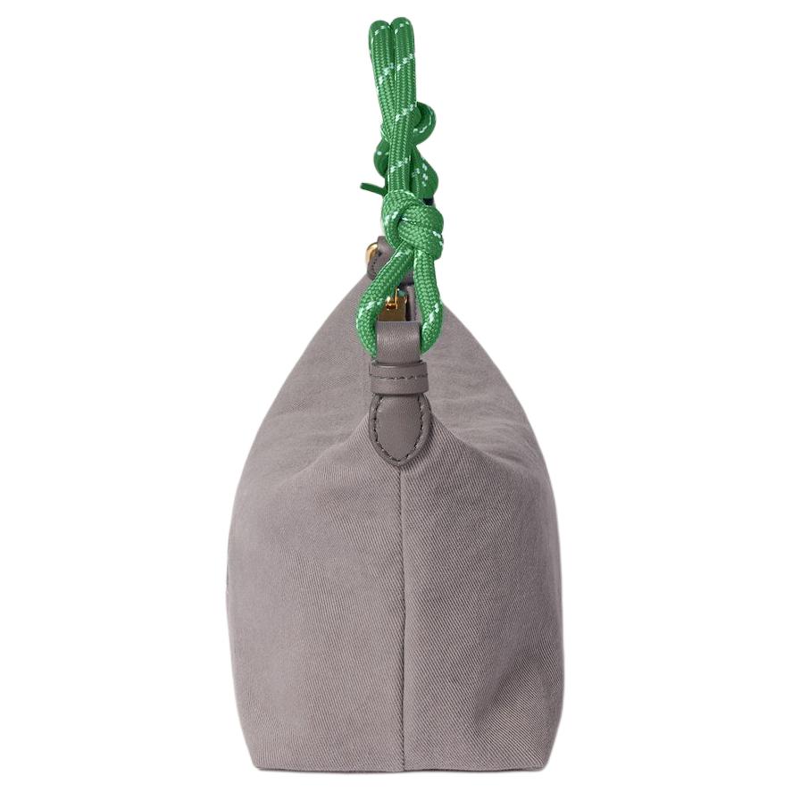 Miu Miu Gabardine Embroidered Logo Fabric Tote Bag Women handbags Aluminum Emerald-Green 5NE841_2IA7_F04S3
