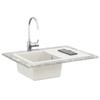 White Kitchen Sink 670 x 460 mm Made of 80percent  Quartz and 20percent  Resin