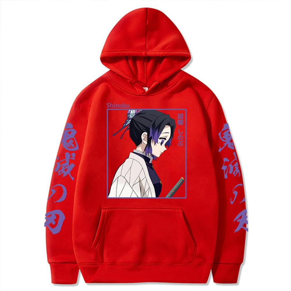 Hot Sale Japan Anime Hoodies Demon Slayer Printed Hoodie Shinobu Kochou Sweatshirts Kimetsu No Yaiba Pullover Male Streetwear Unisex Tops