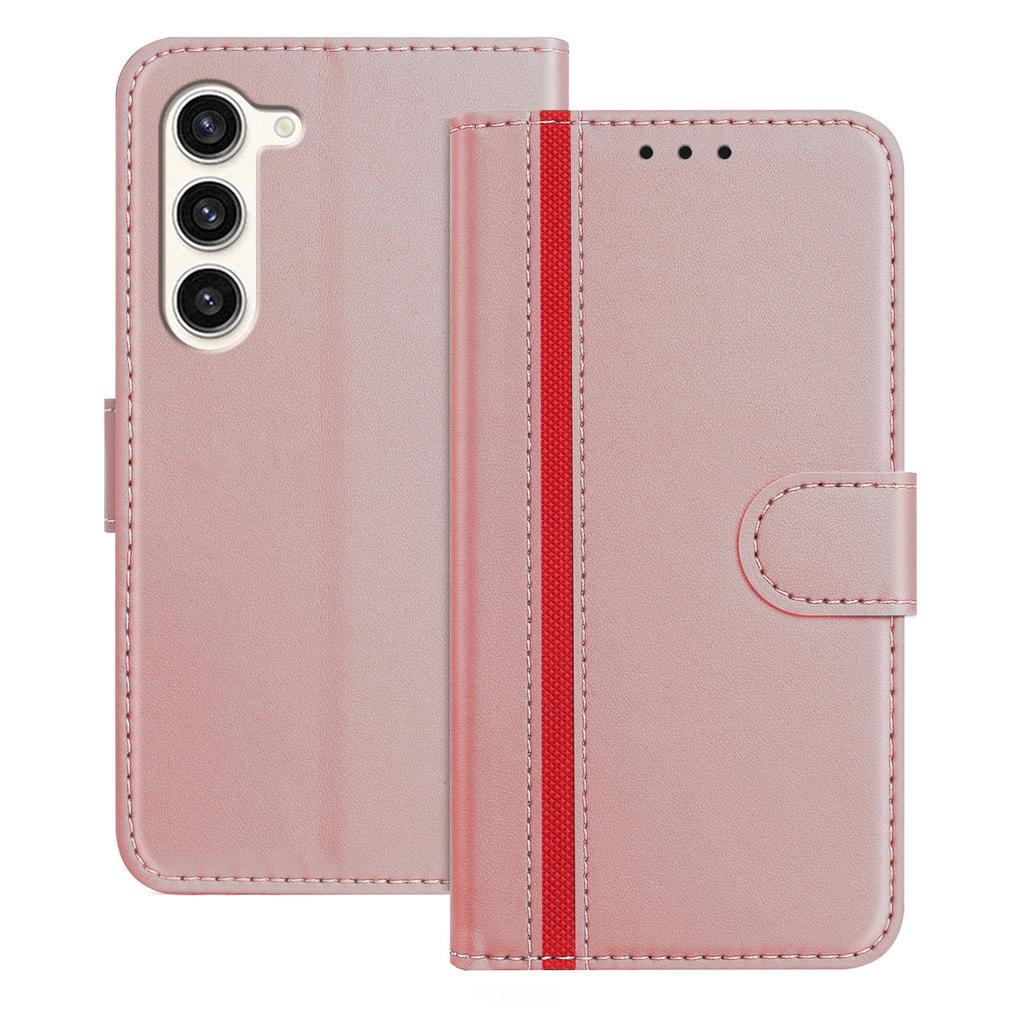 For Samsung Galaxy S23 Phone Cases Wallet Stand Color Splicing Leather Cover with Magnetic Clasp