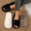 Модные зимние новые женские домашние тапочки для помещений, нескользящие, легкие, на плоской подошве, пушистые мягкие плюшевые тапочки, женские шлепанцы на платформе