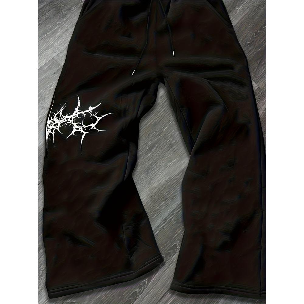 Men'S Patterned Loose-Fitting Sweatpants with Drawstring Waist, Wide-Leg Joggers with Pockets
