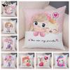 Lovely Girl and Cat Pillowcase Decor Cute Cartoon Child Cushion Cover Pillow Case for Children Room Sofa Home Car 45x45cm