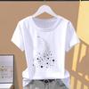 Asian Size-Print Star Watercolor Trend Cute Graphic Tee Ladies Female T Clothing Casual Women's Summer Top Fashion Short Sleeve T-shirt