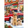 A Charming Christmas Red Truck Garden Flag, Labrador Dog Design, Double-Sided Burlap, , Outdoor Patio Decoration, Holiday Home Decoration, No Power Su