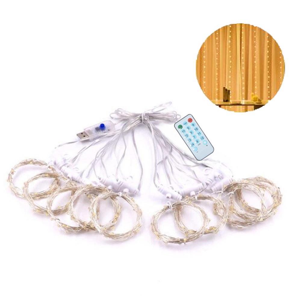 3*3-m USB Music Sound Control String Light Starry Curtain Lamp with Remote Home Decoration Lamp