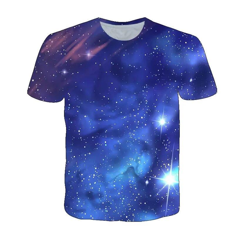 Летняя красивая мужская футболка со звездным небом, новые интересные футболки с рисунком космической туманности, модная дышащая футболка с 3D принтом, топ