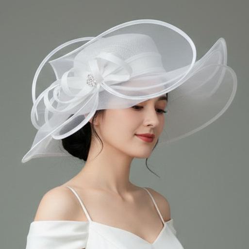 European and American imitation hemp exaggerated mesh top hat, horse racing festival top hat, ya banquet party headdress, head flower women's church