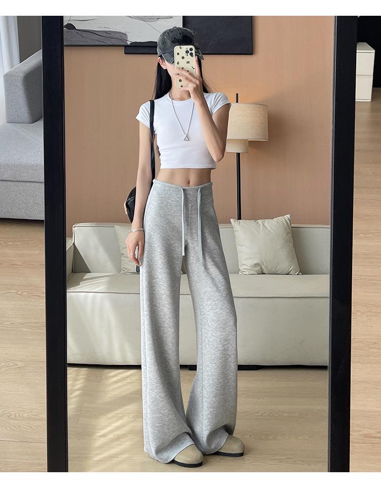 Женские летние 2025 серые джоггеры с высокой посадкой - Тонкие, свободные, из ледяного шелка, брюки с зауженными штанинами