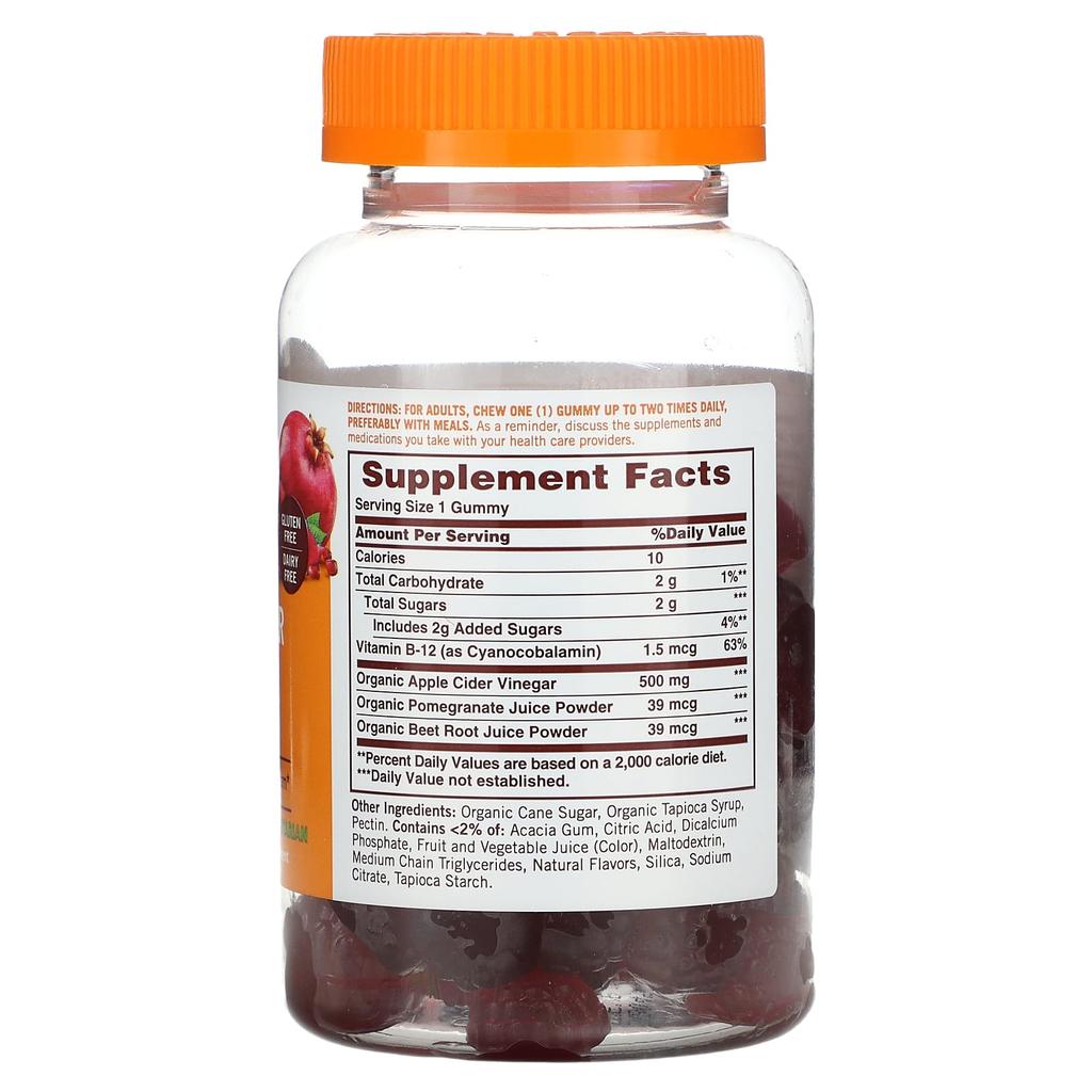 Sundown Naturals Apple Cider Vinegar Gummies, Raspberry Pomegranate, 90 Gummies