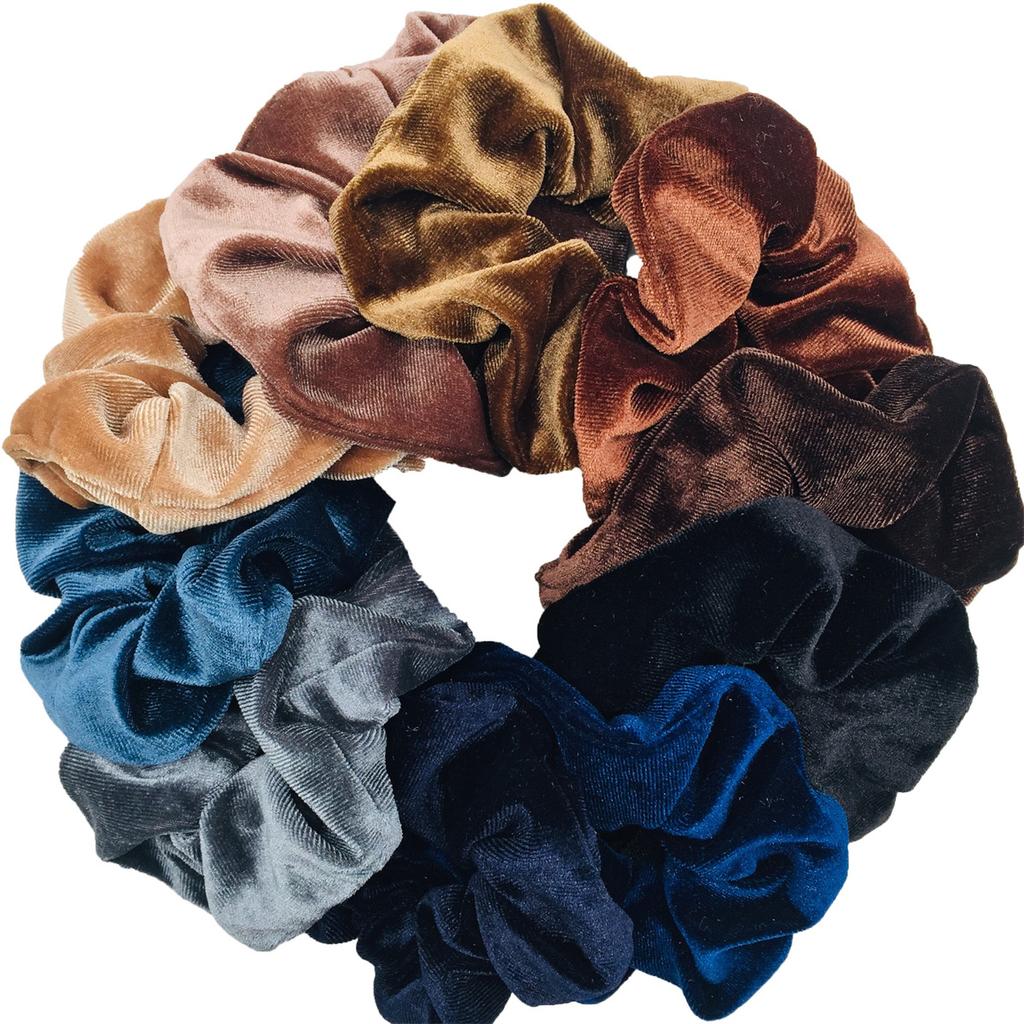 10pc/lot Scrunchies Velvet Scrunchies Hair Accessories For Women Elastic Bands Elegant Ponytail Solid Colors Coffee Black Grey
