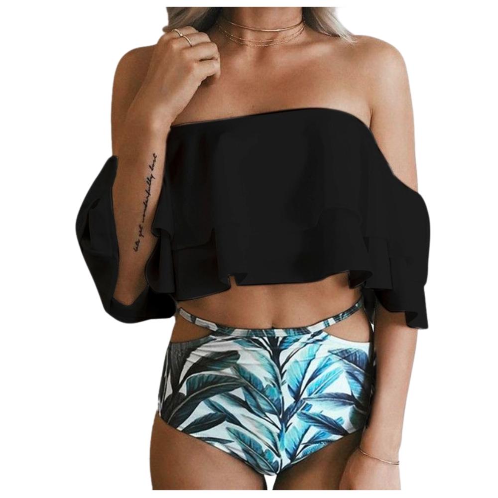 Two-piece bikini swimsuit, Spanish ruffle, high waist, L Two-piece bikini swimsuit, Spanish ruffle, high waist, L