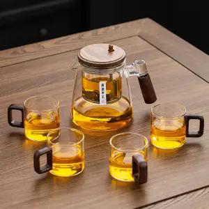 Glass Flowing Cup Full Glass Inner Tank Tea Separation Brewing Teapot One Button Filter Tea Maker Set Tea Cup