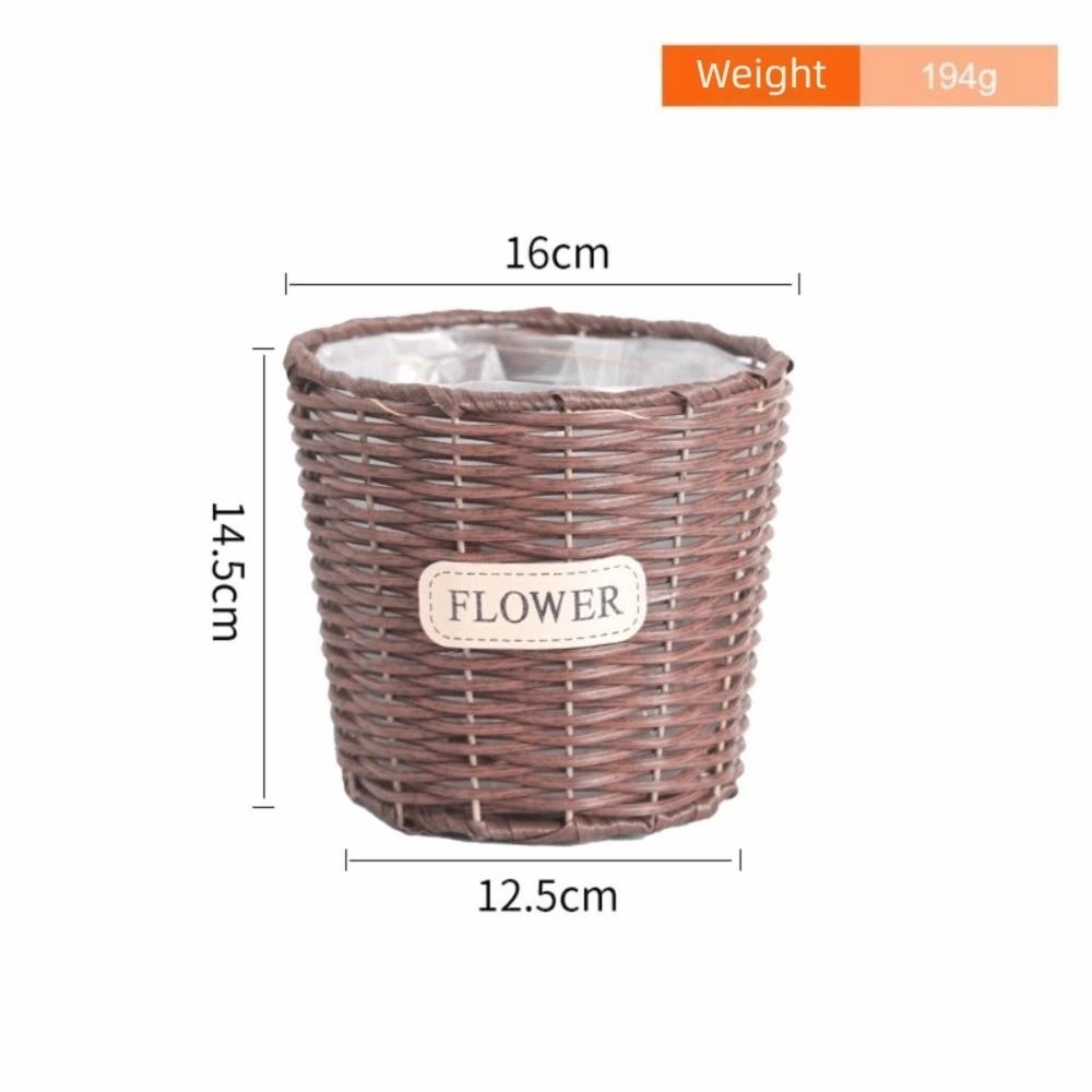 Tabletop Imitation Rattan Basket Plastic Rattan Storage Baskets Woven Plant Pot Indoor Storage