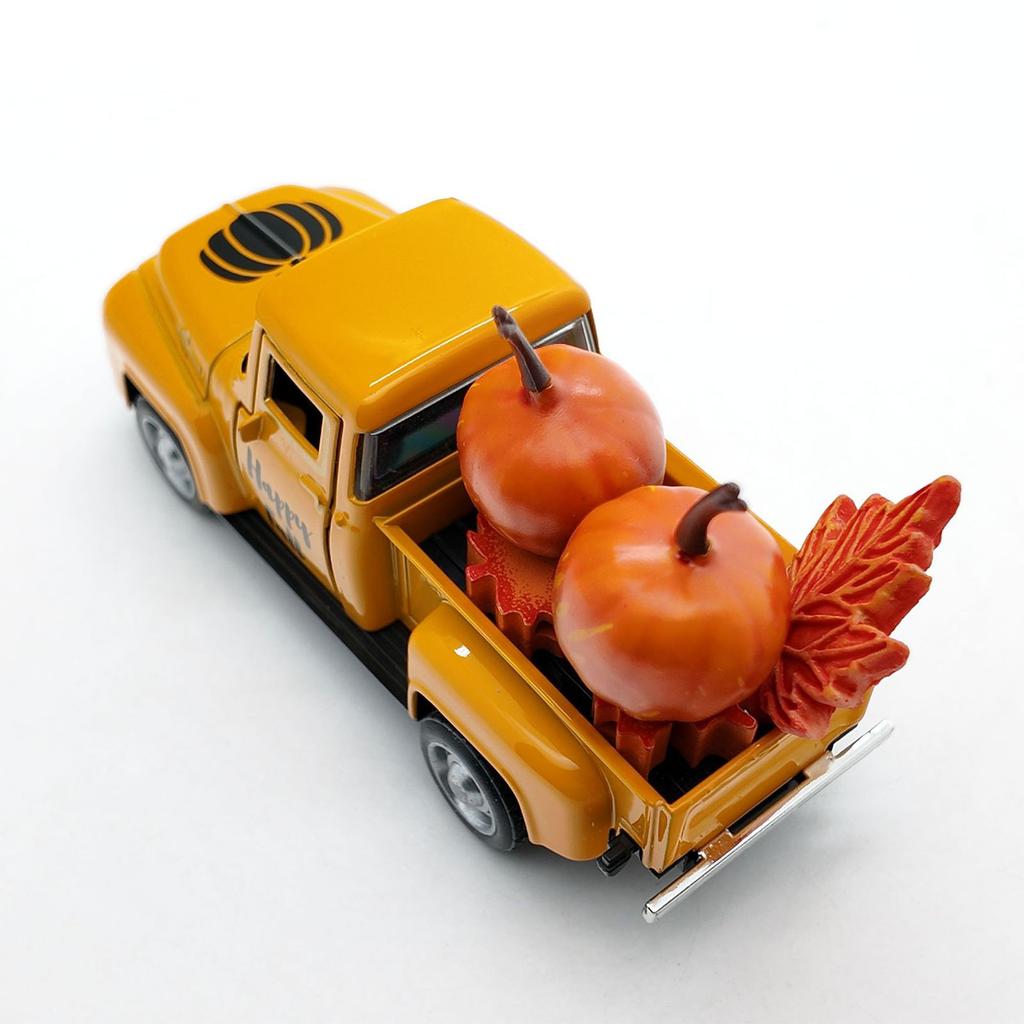 Metal Truck Model Collectible Ornaments with Fall Pumpkin And Maples Leaf Design For Seasonal Home Fireplaces Decoration