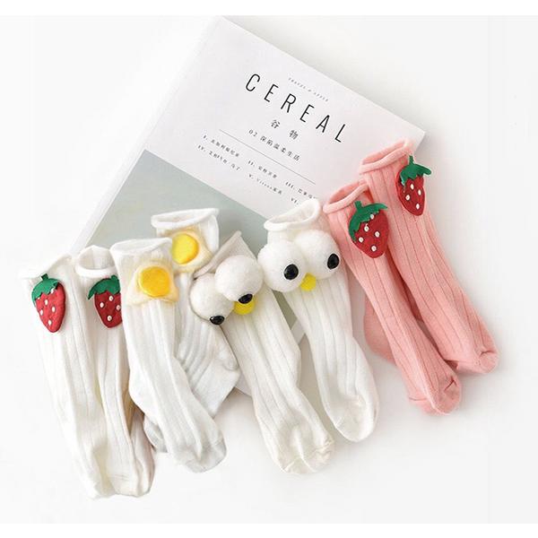 Носки Joy Multi Infant's Wide-eyed Strawberry Fried Egg в рубчик, корейские детские товары