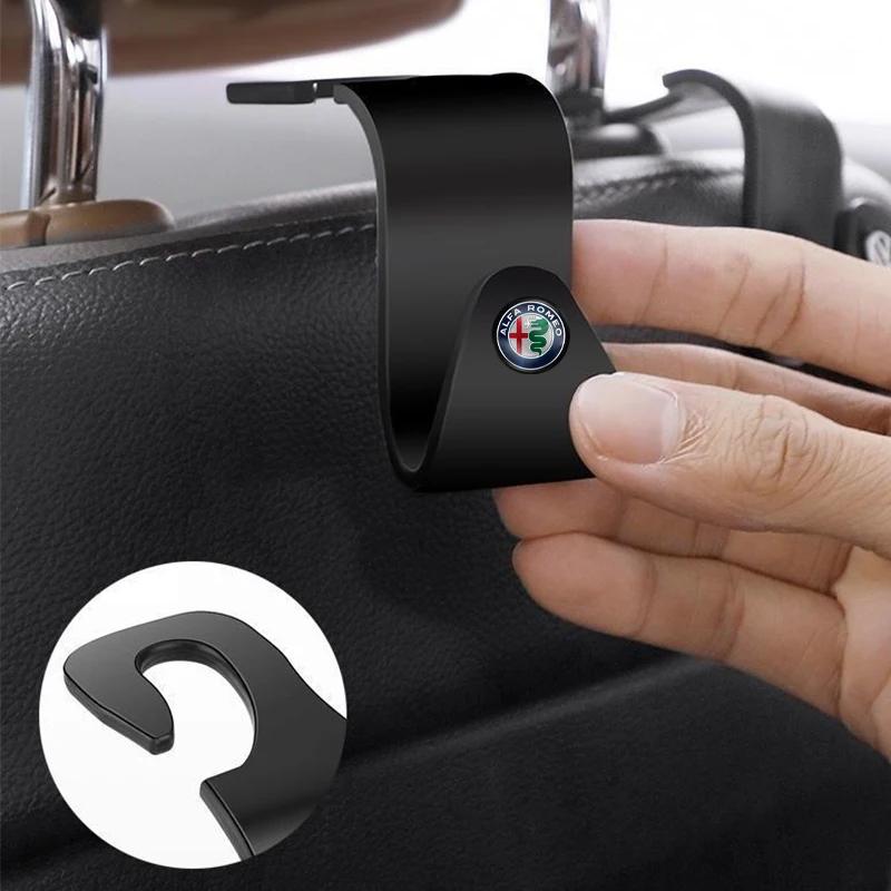 Car Stickers For Alfa Romeo 2Pcs Car Seat Back Hooks Auto Accessories For Alfa Romeo Spider Giulia Giulietta 156 Tonale Mito Ste