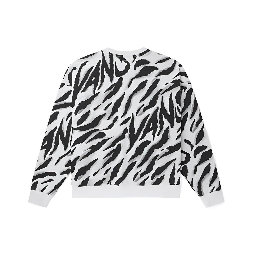Vans Черно-белый полосатый принт Тигр Свитшот с круглым вырезом VN0002BPYM8