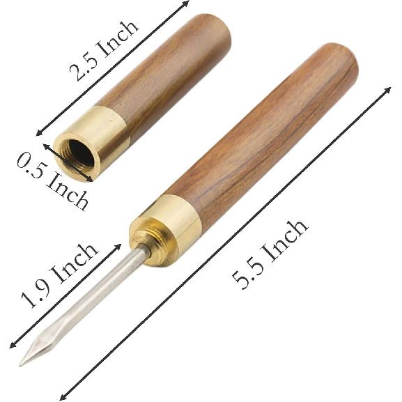 2 Pcs Ice Pick with Wooden Handle and Cover, 5.5 Inch Silver Stainless Steel Ice Crusher for Ice Breaking at Home and Bar (small)