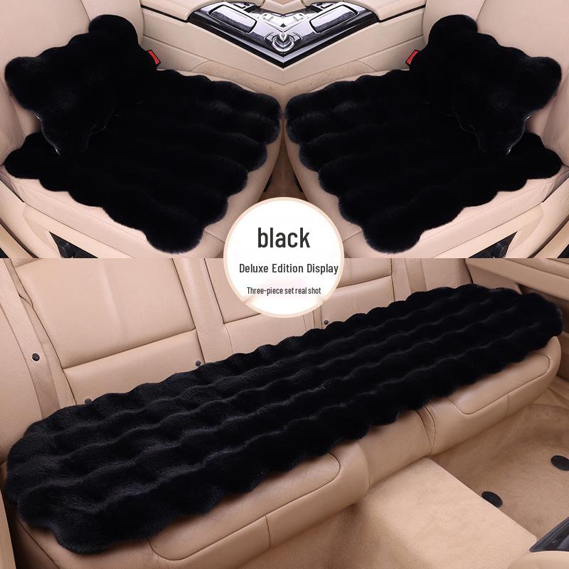 Зимний флисовый плюшевый чехол на сиденье автомобиля из кроличьего меха, комплект из 3 предметов