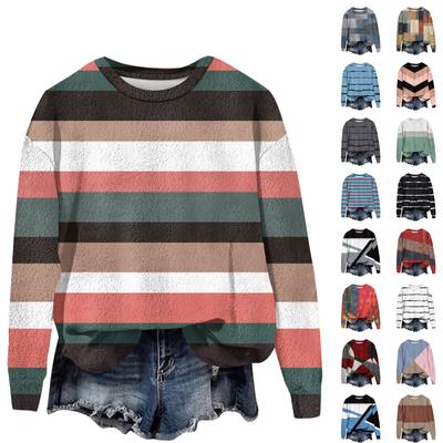 Женская мода с длинным рукавом плюшевый принтованный свитшот пуловер топ