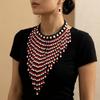 Handmade Jewelry Set Wood Tassel Necklace Luxury Ear Studs  Party