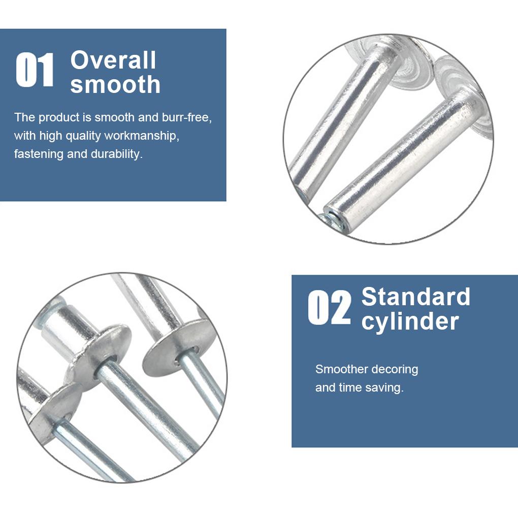 100 шт. алюминиевых заклепок-выступов, гладких, сменных, M4, вытяжных заклепок