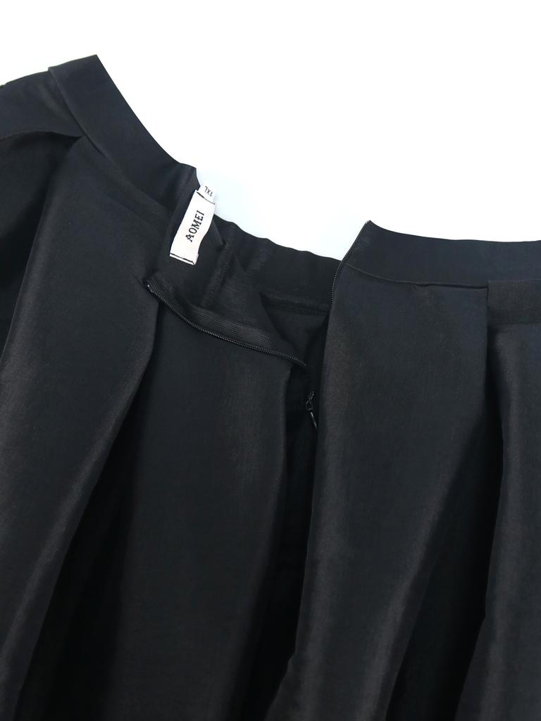 AOMEI Макси-черная юбка для женщин с высокой талией, плиссированные повседневные вечерние праздничные юбки больших размеров, длинные юбки