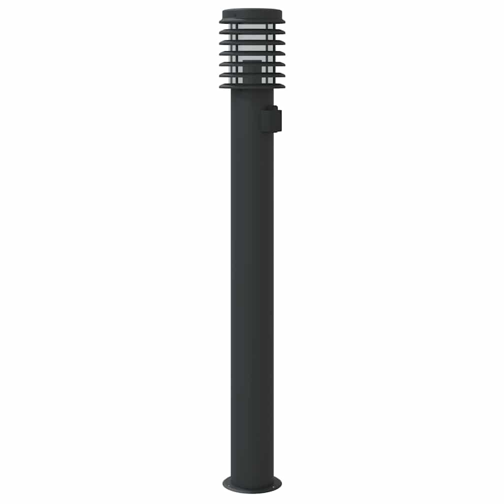 Pathway Lights with Socket 3 pcs Black 110 cm Stainless Steel