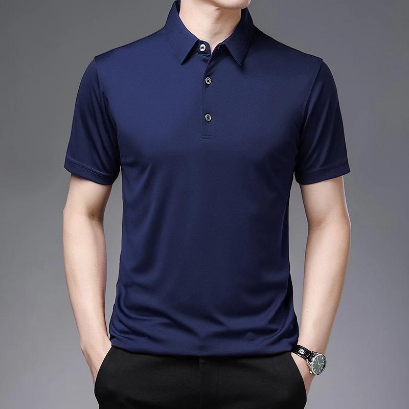 2026 Мужская новая однотонная рубашка-поло в стиле business casual, летняя модная повседневная с коротким рукавом, удобный и дышащий топ