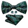 Barry.Wang Men Cravat Ties Jacquare Paisley/Floral/Striped Bow Tie Hanky Cufflinks Set Formal Casual