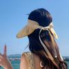 Широкополая летняя шляпа-панама для женщин с открытым верхом, визуально уменьшающая лицо, пляжная шляпа-ракушка для защиты от УФ-излучения на открытом воздухе