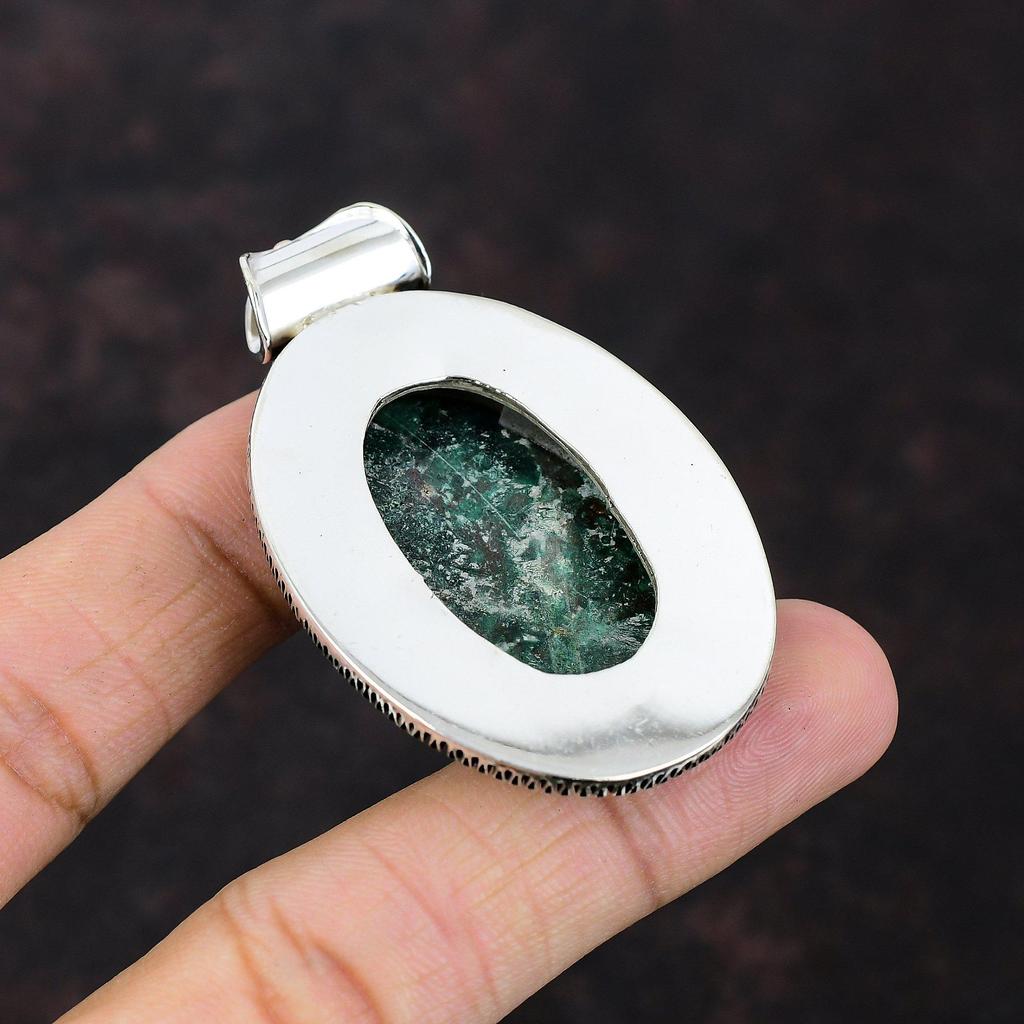 Подвеска из куприта и хризоколлы, оригинальная подвеска из драгоценного камня, ювелирные изделия ручной работы, подвеска из стерлингового серебра 925 пробы, очень красивая винтажная подвеска, подарок для него