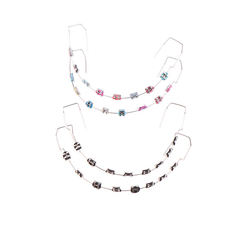 1 пара цветных временных украшений для зубов с металлической проволокой, металлическими скобками и ортодонтической лигатурой, украшения для зубов